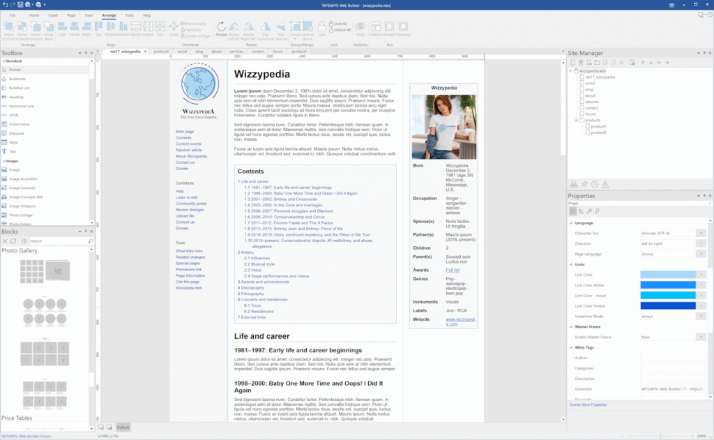 WYSIWYG Web Builder Screenshot 3